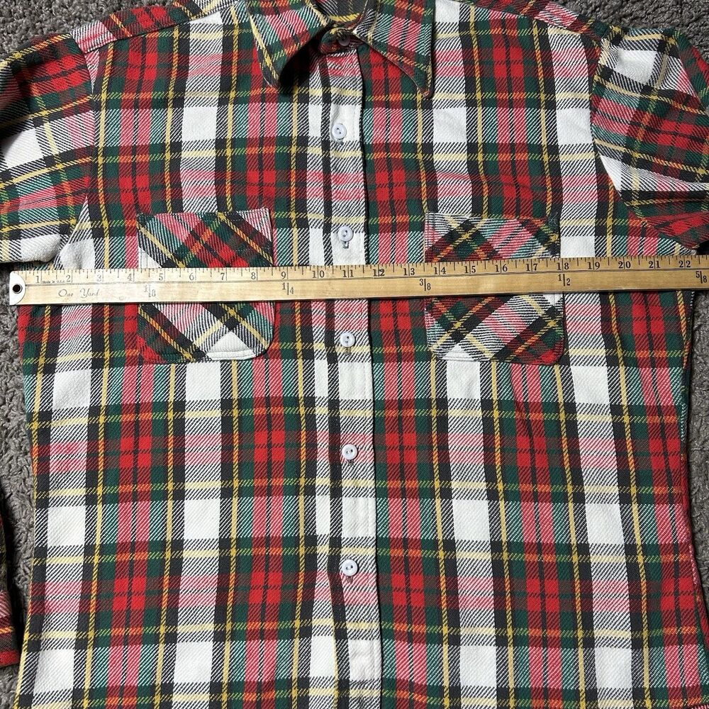 VTG 70s Cotton Flannel BIG MAC Men’s M Red Green Plaid Long Sleeve Work Pocket - Picture 4 of 7